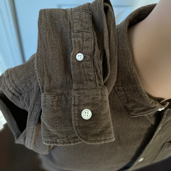 All Saints Brown Textured Casual Button Down Shirt - Picture 4 of 7